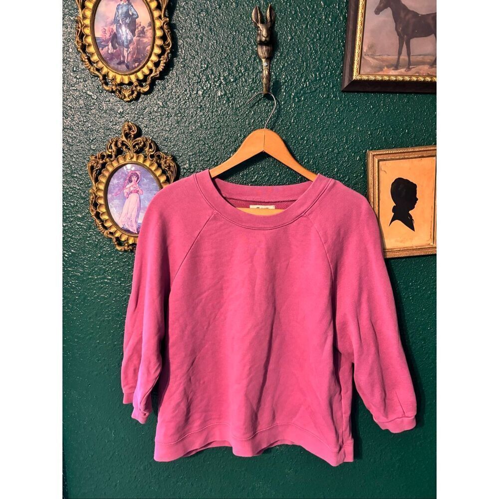 Madewell Pink 3/4 Sleeve Sweatshirt Sz Medium